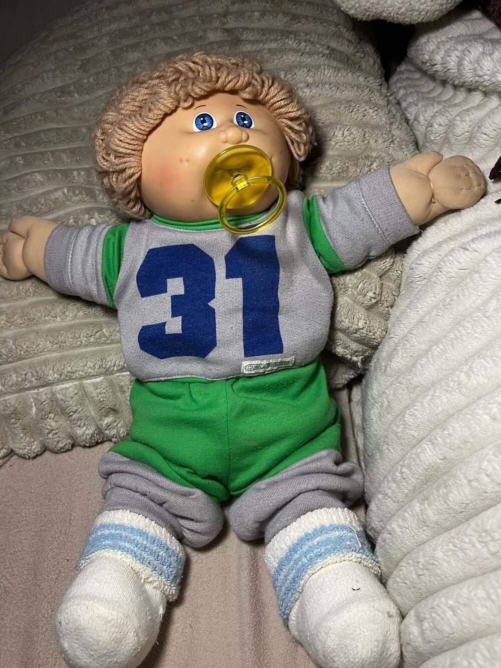 Cabbage, Patch Kids, Football, Uniform, 1980s, Doll Baby, 1984, Boy, Flaws Vinta